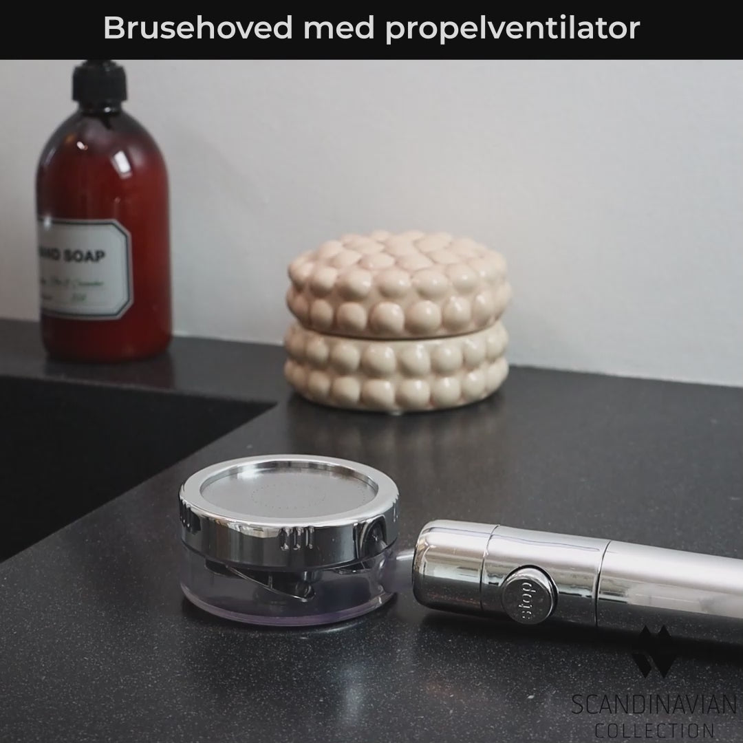Brusehoved med propelventilator