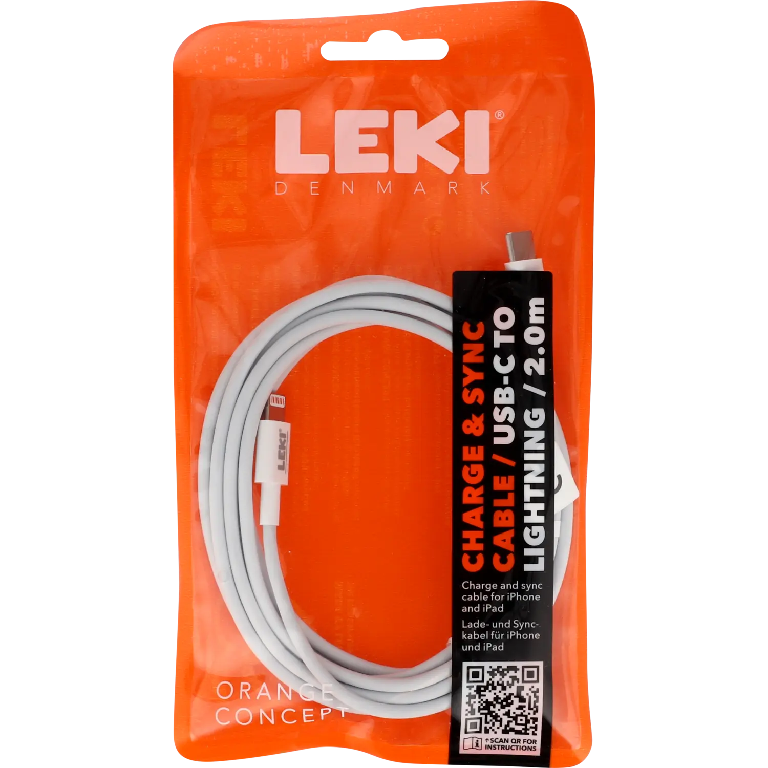 Leki – USB-C til Lightning Kabel (2 m.)