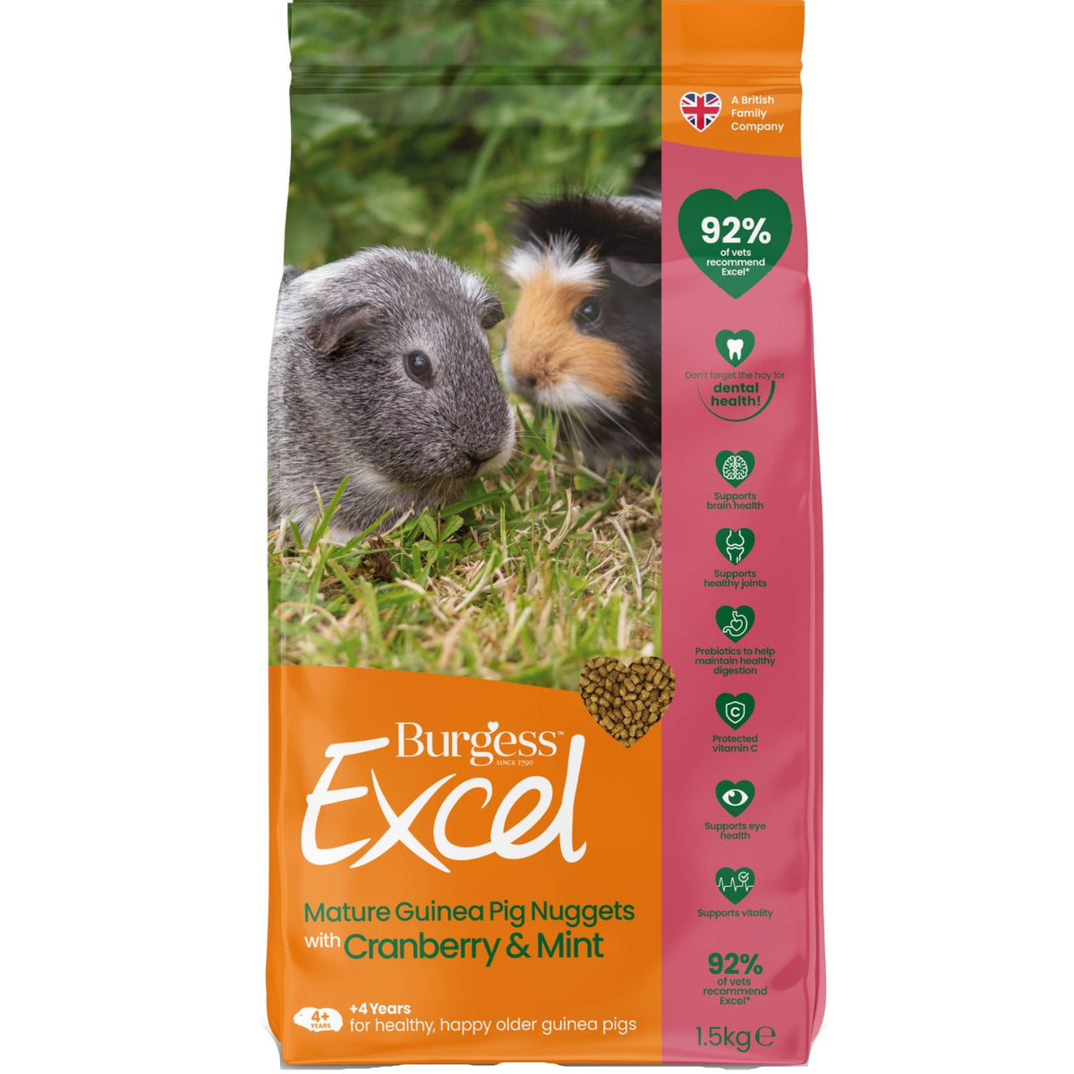 Burgess – Excel Mature Guinea Pig Nuggets (Tranebær/Mynte)