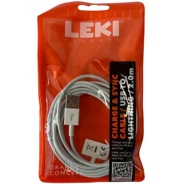 Leki – USB-A til Lightning Kabel (2 m.)