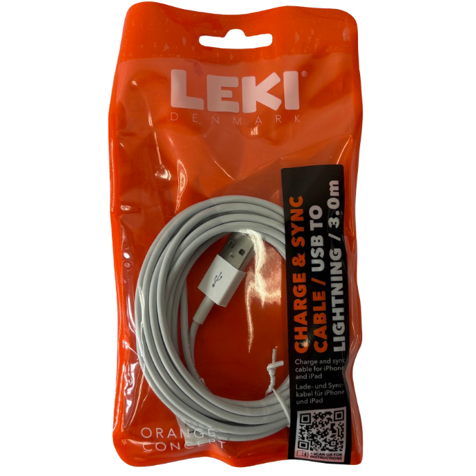 Leki – USB-A til Lightning Kabel (3 m.)